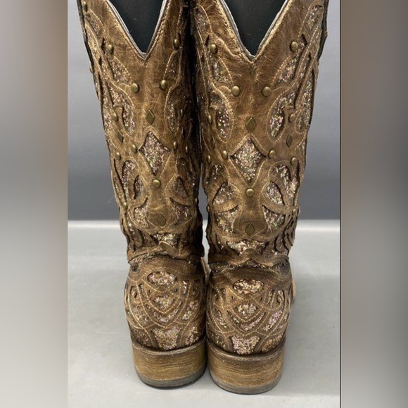 Corral Orix Glittered Inlay w/Studs Square Toe Size 11.5 - Picture 5 of 6